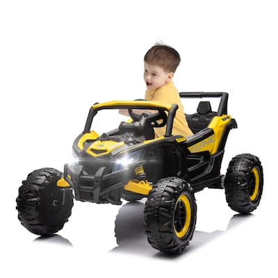 12V LED Lights UTV ride on car for kid with Remote Control,3-Point Safety Harness and Music Player