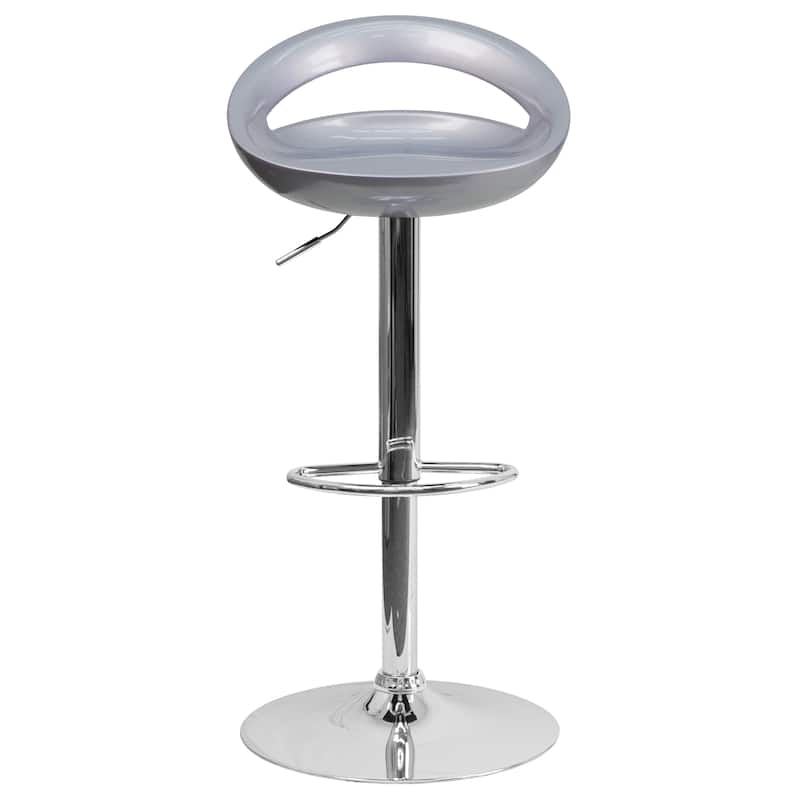 Height-adjustable Barstools with Rounded Cutout Backs (Set of 2) - 18.25"W x 18.25"D x 30.25" - 38.75"H