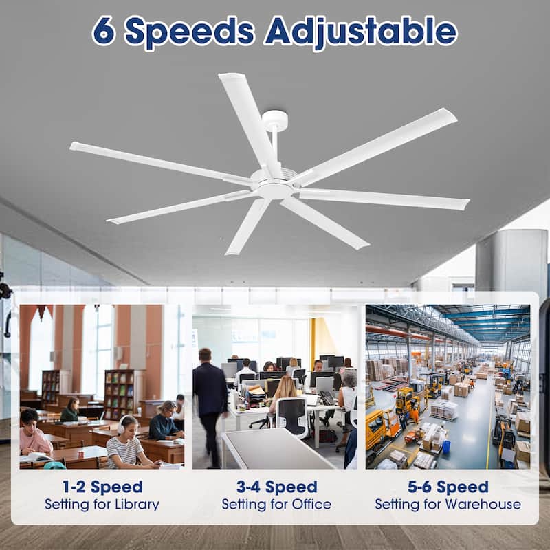 84" Industrial Aluminum Warehouse Black Extra Large Ceiling Fan with Remote - 84" Big Ceiling Fan