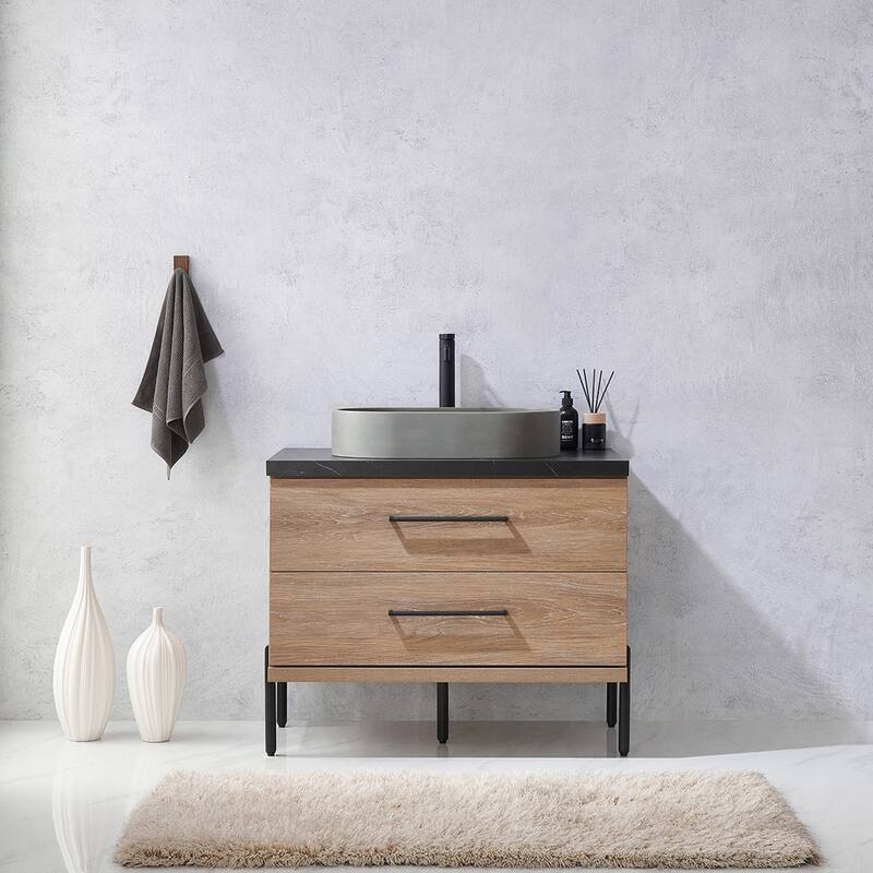 Trento Bath Vanity with Sintered Stone Top with Concrete Sink (O)