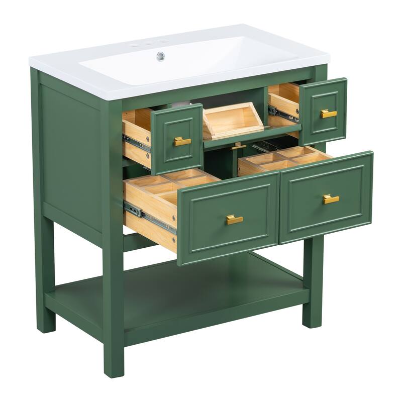 Free Standing Single Bathroom Vanity with 5 Drawers Bathroom Storage Cabinet