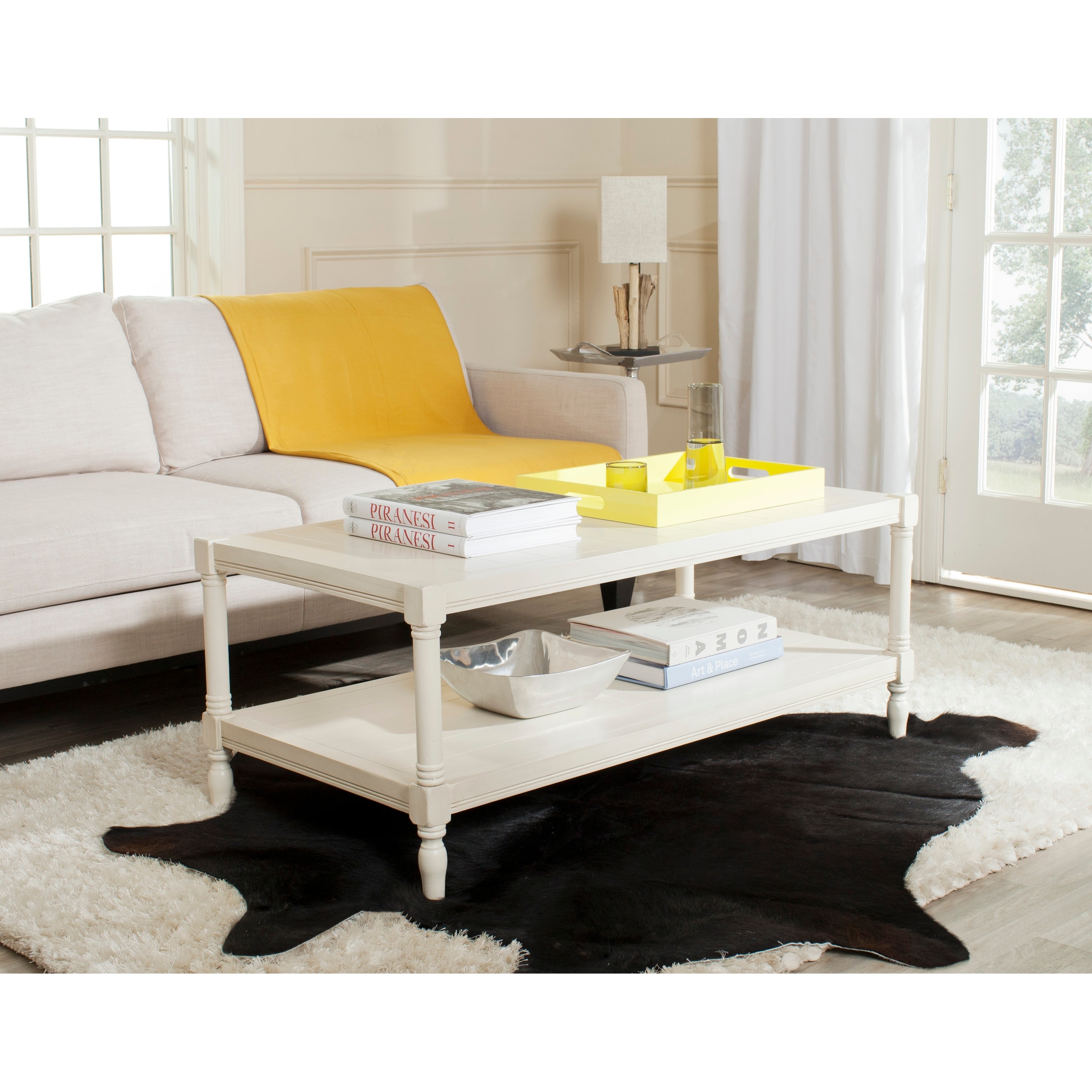 SAFAVIEH Eudora Farmhouse Engineered Wood Coffee Table, 47.2-Inch - 47Wx24Dx19H