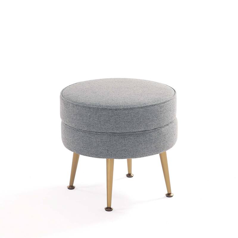Upholstered Accent Ottoman with Metal Legs Mid Century Modern Design