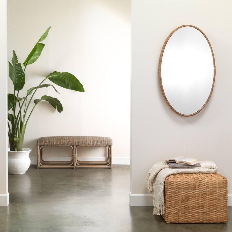 Jamie Young Hand-woven Natural Rattan Large Ottoman