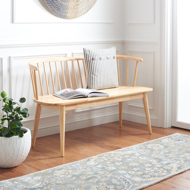SAFAVIEH Sibyl Farmhouse Solid Wood Spindle Bench - 53"W x 19"D x 31"H - Natural