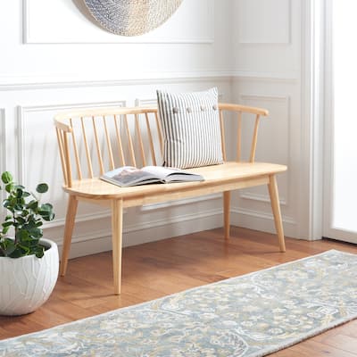 SAFVAVIEH Blanchard Farmhouse Solid Wood Spindle Bench - 53"W x 19"D x 31"H