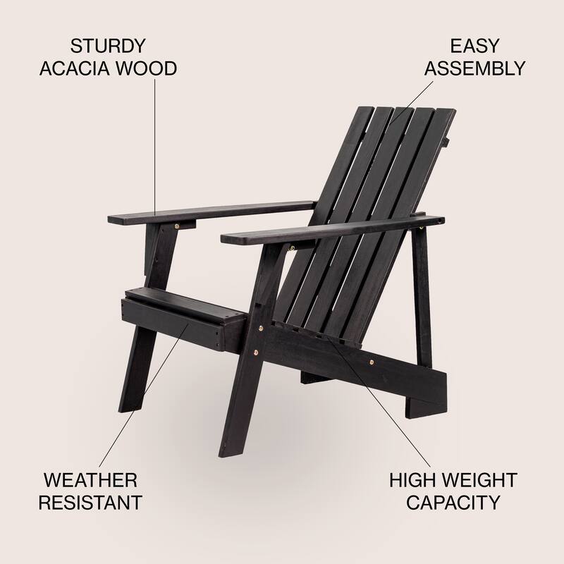 Westport Outdoor Patio Modern Acacia Wood Adirondack Chair, by JONATHAN Y