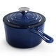preview thumbnail 2 of 6, MegaChef 2 Quart Enameled Cast Iron Sauce Pan in Gradient Dark Blue