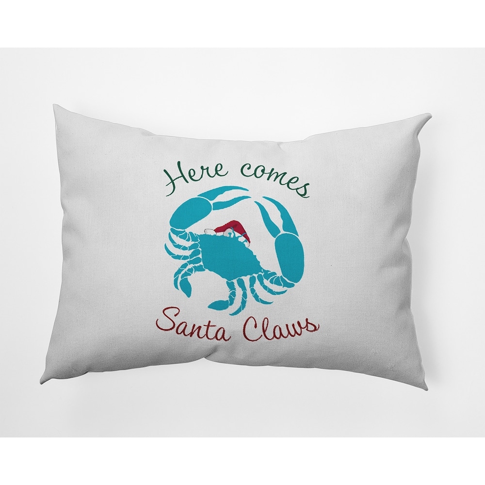 Santa Claws Crab Beachy Christmas Indoor/Outdoor Throw Pillow