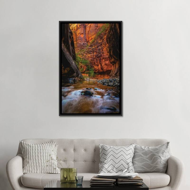 iCanvas "Utah Zion National Park The Narrows Hike I" by Alex G Perez Framed Canvas Print