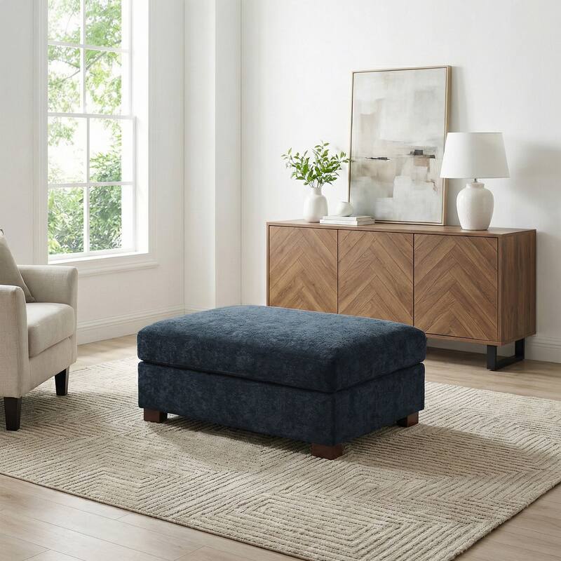 41" W Modern Rectangle Chenille Ottoman