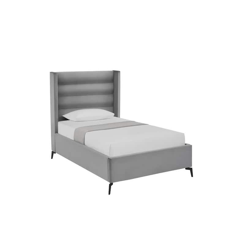 HomeRoots Green Velvet Upholstered Full Bed Frame