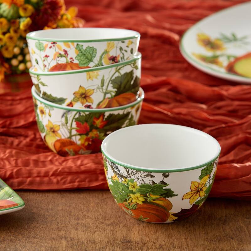 Certified Harvest Fields 5.25" Ice Cream/Dessert Bowls, 4 Assorted Designs - 5.25"W x 5.25"D x 3.00"H