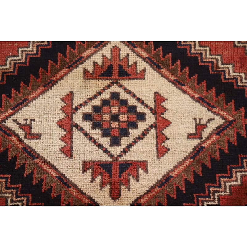 Ardebil Persian Vintage Runner Rug Hand-knotted Wool Carpet - 3'7"x 10'3"