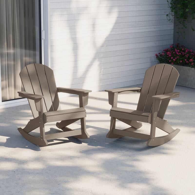 Laguna Hdpe All Weather Outdoor Patio Rocking Chair (Set of 2) - Weathered Wood