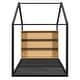 preview thumbnail 4 of 10, Twin Size Metal House Bed with Shelves and Lights