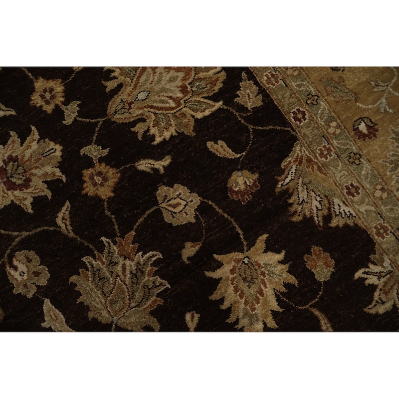 Hand Knotted Oriental 100% Wool Carpet Traditional Floral Brown Agra Area Rug - 12' 3'' X 9' 2''