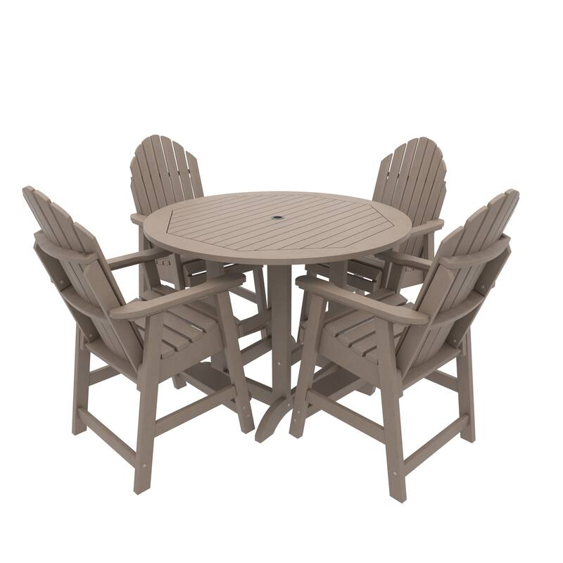 Highwood Commercial Grade 5-Piece Muskoka Adirondack 48" Counter Height Dining Set - Woodland Brown