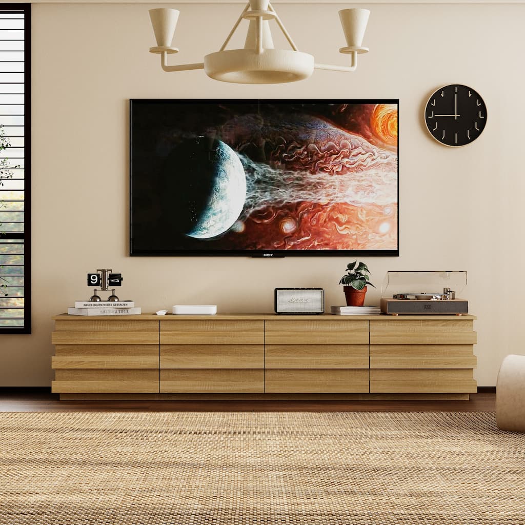 Contemporary Wooden TV Stand Entertainment Center: Minimalist Design Meets Functional Storage