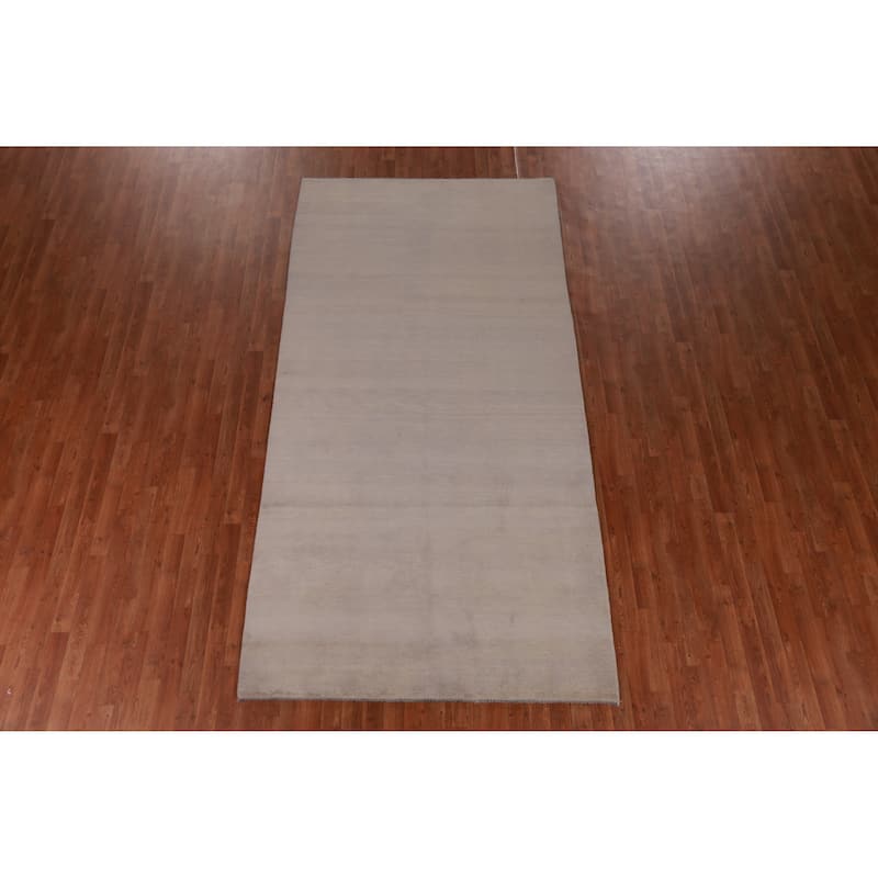 Hand Knotted Oriental 100% Wool Carpet Modern Solid Beige & Ivories Gabbeh Area Rug - 10' 3'' X 5' 2''