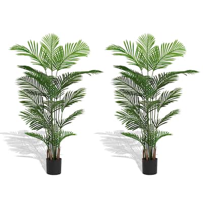 GDFStudio - Thalassa Artificial Areca Palm 5.9FT Tall Faux Tropical Tree in Pot（Set of 2）