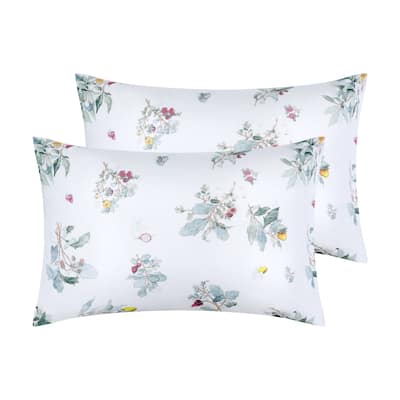 Set of 2 Pillowcase for Hair and Skin Breathable, Floral Pillow Cases