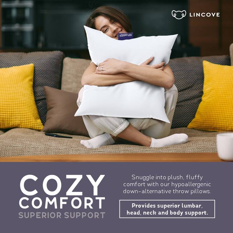 Lincove Luxury Throw Pillow Insert: Premium Comfort, 100% Cotton Shell, Down Alternative Filling - 1 Pack