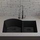 preview thumbnail 2 of 11, Lexicon Platinum Quartz 32 Inch 70/30 Double Bowl Kitchen Sink with Bottom Grids and Strainers and Disposal Flange