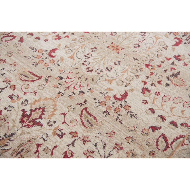 Alora Decor Euphoria Cream, Beige, Brown, and Red Wool Rug