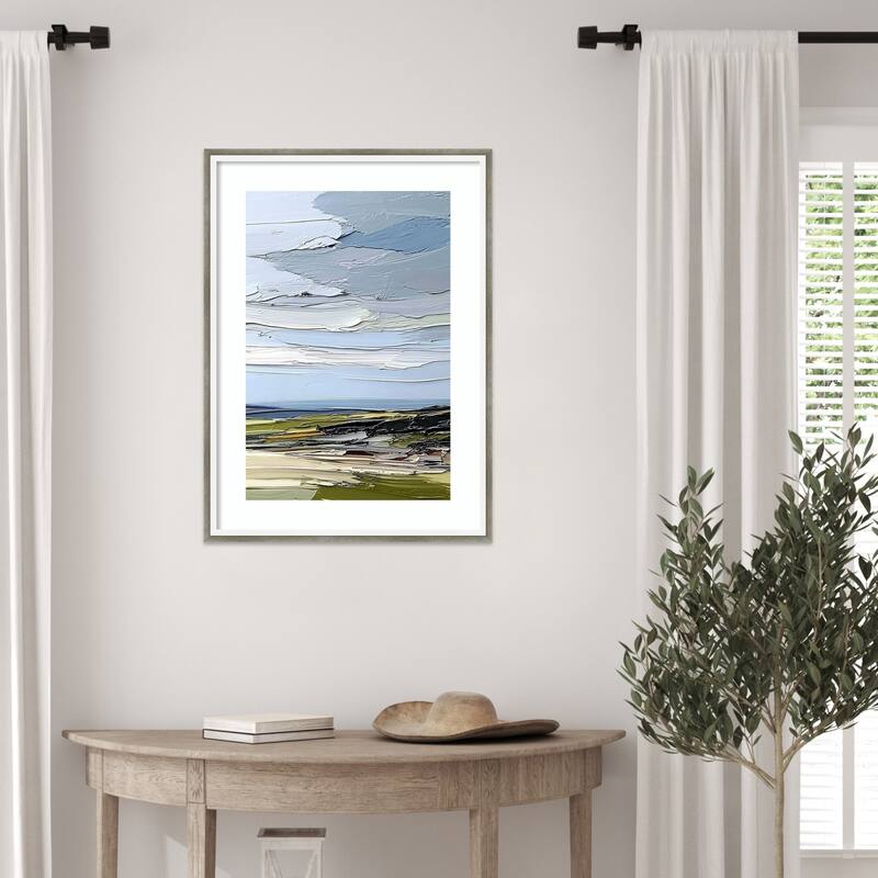 Bold Brushstrokes Landscape I by Tradelink inhouse artist Wood Framed Wall Art Print - Lucie Silver White