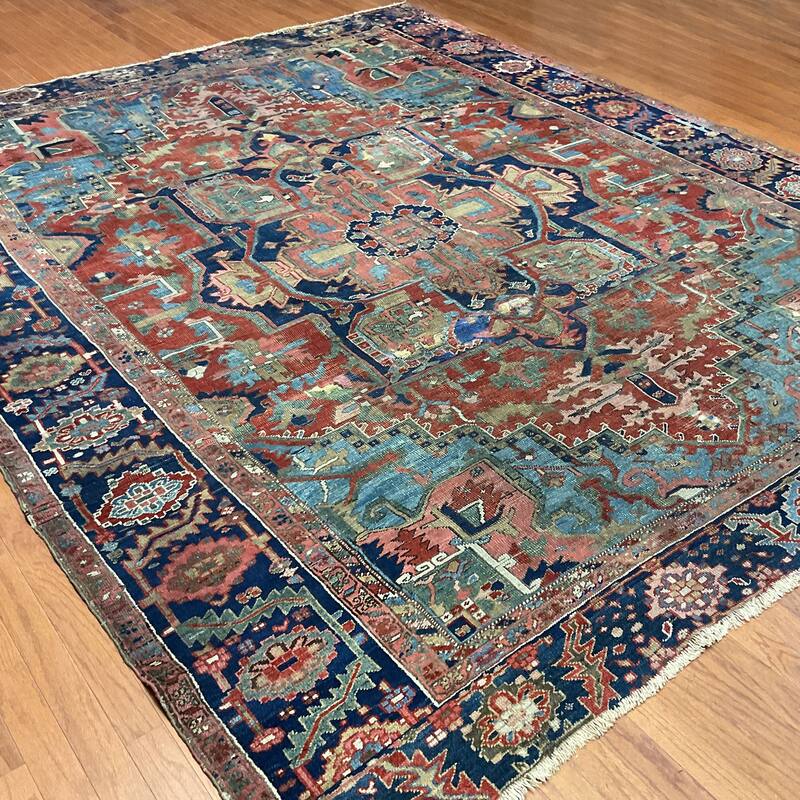 HERAT ORIENTAL Antique 1880s Serapi Wool Rug 10'4" x 12'4" Bed Bath