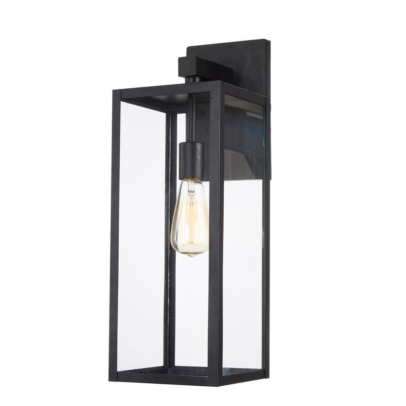 1-Light 21'' H Matte Black Outdoor Wall Lantern Sconce with Dusk to Dawn Sensor