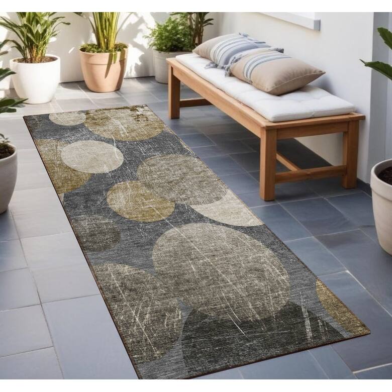 Vana Modern Art-Inspired Weather Resistant Blended Style Runner Outdoor Rug - 2' X 8' - Multi