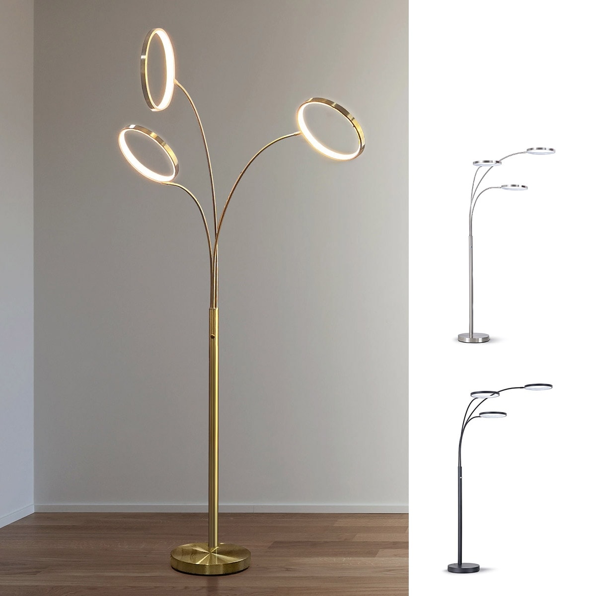 Angels 80"H Three Ring Dimmable LED Lights Arched Floor Lamp