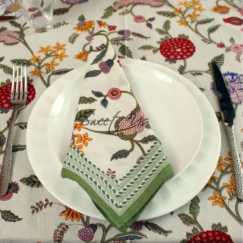 Cotton Floral Berry Print Tablecloth Collection