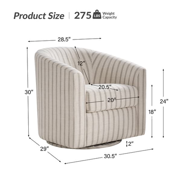 dimension image slide 5 of 14, Cuenca Modern Living Room Wooden Upholstered 360° Swivel Barrel Chair with Metal Base and Wide Backrest