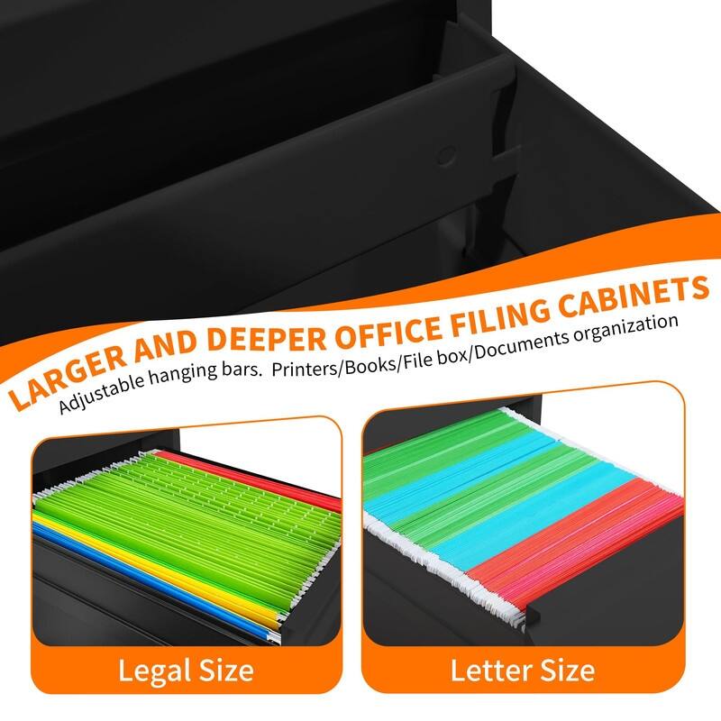 Metal File Cabinet with Drawer Heavy Duty Home Office Steel