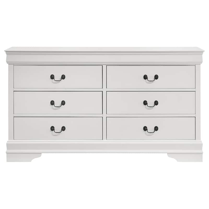 Louis Philippe 6-drawer Dresser and Mirror White