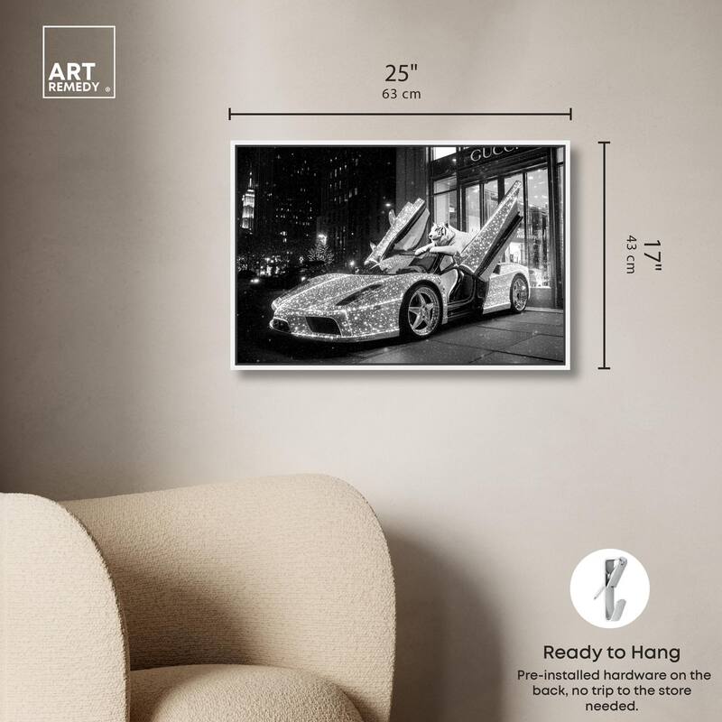 Glistening Tiger and Car Canvas by Art Remedy