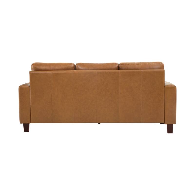 83.9" Genuine Leather Upholstered 3-Seater Sofa with Solid Wood Legs