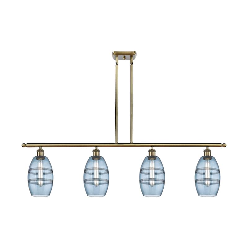 Innovations Lighting 516-4I-9-48 Vaz Linear Vaz 4 Light 48" Wide - Antique Brass / Blue
