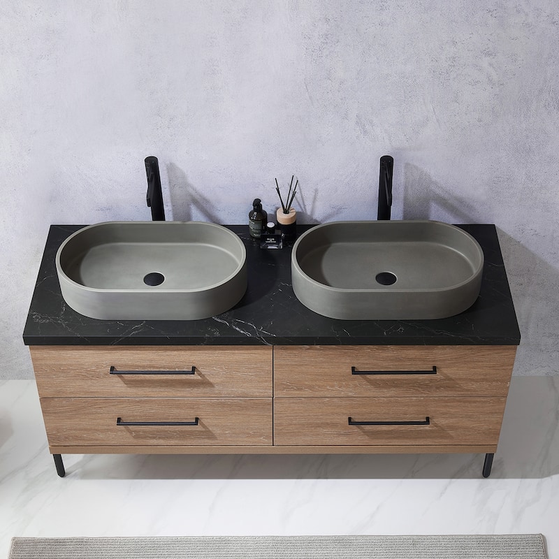 Trento Bath Vanity with Sintered Stone Top with Concrete Sink (O)