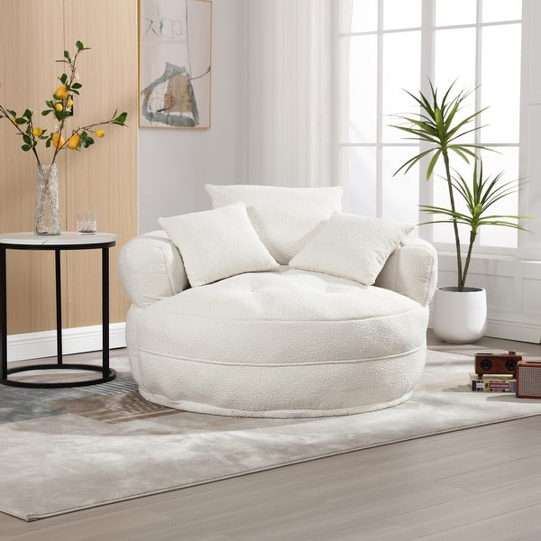 Swivel Armchair Circle Reading Chair Indoor Circular Wide Sofa And