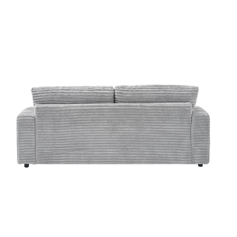 Corduroy Sleeper Sectional Sofa Loveseat Couch with 2 Storage Ottomans