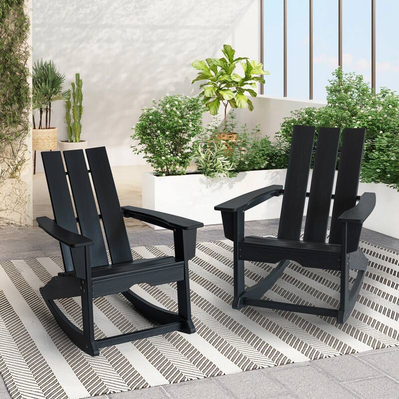 Modern Outdoor Adirondack Rocking Chair,Patio Rocker Chair,All Weather HDPE Plastic Adirondack Rocker for Poolside, Lawn, Garden
