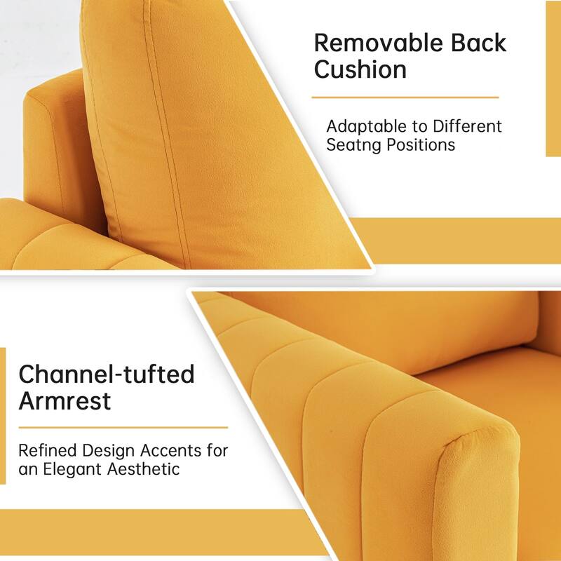 Modern Velvet Accent Chair for Living Room & Bedroom Comfy Reading Armchair with Gold Metal Legs