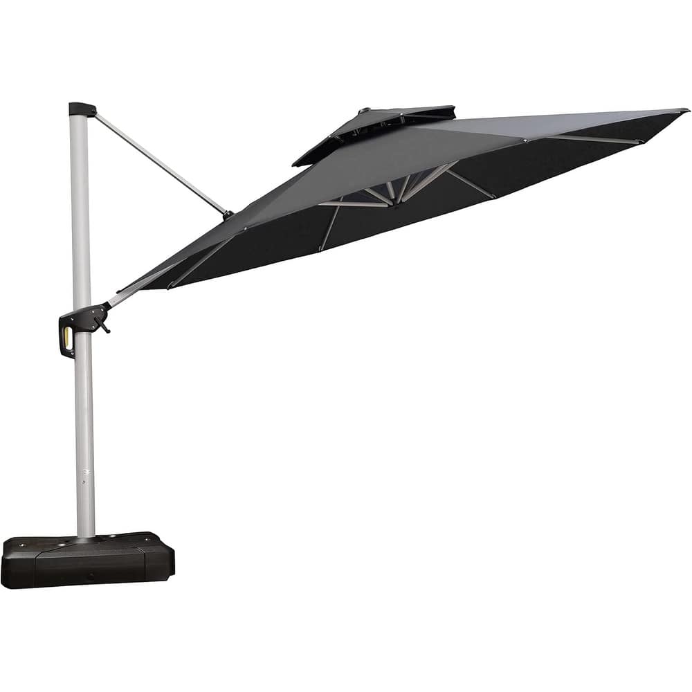 PURPLE LEAF Double Top Round Patio Large Cantilever 360 Degree Rotation 10/11/12/13ft Outdoor Classic Umbrella
