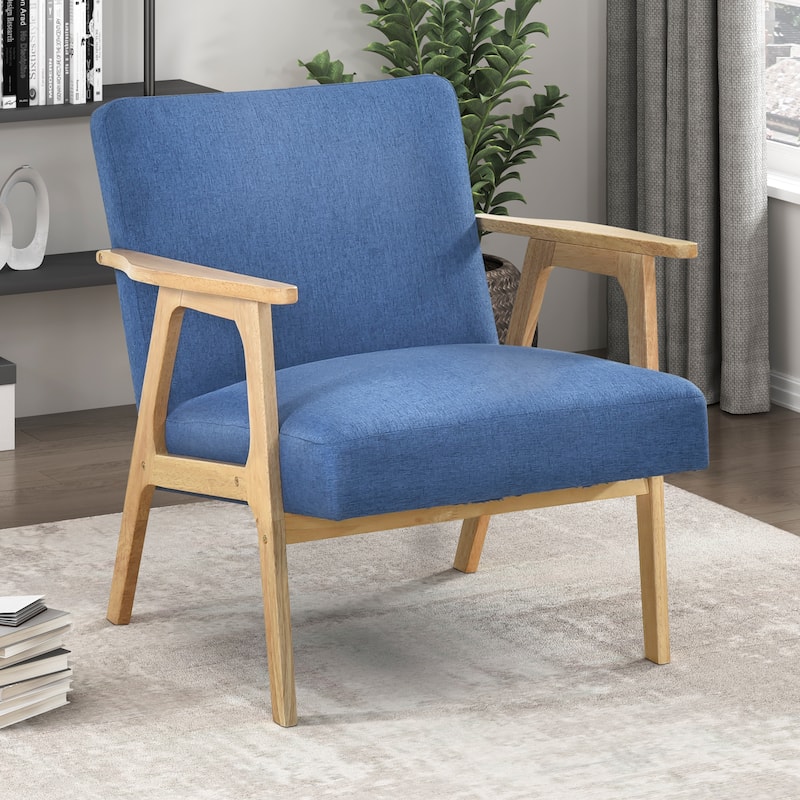 Dean 27" Textured Fabric Accent Chair - Solid Rubberwood Frame