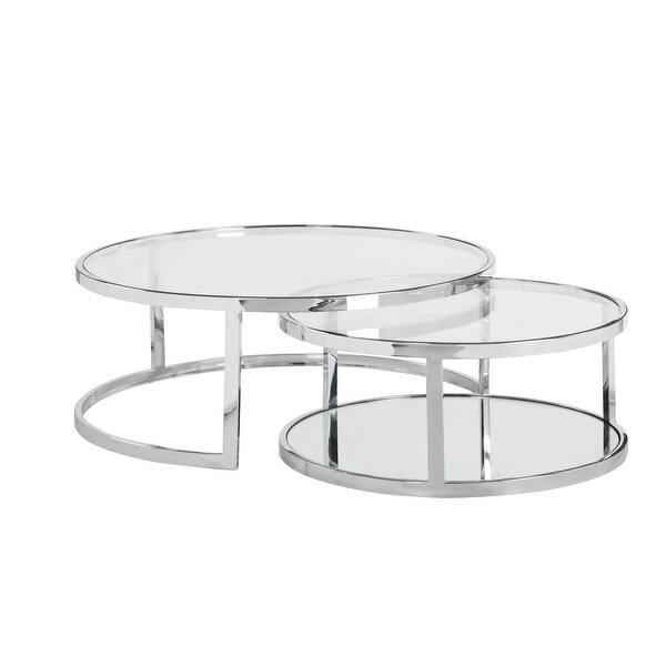 slide 2 of 9, Somette 2-in-1 Round Nesting Cocktail Table Set - Cocktail Table - Cocktail Table