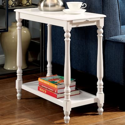 Quam Farmhouse White 25-inch Solid Wood 1-Shelf Side Table by Furniture of America